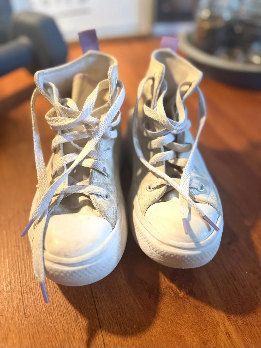 Converse Chuck Taylor All Star Kids High Top Sneakers White Purple US 1